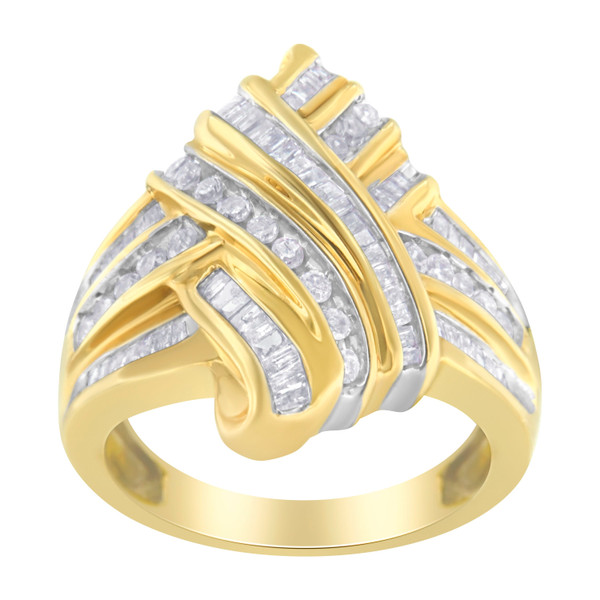 10K Yellow Gold Diamond Bypass Ring (1.0 cttw, H-I Color, I2-I3 Clarity) N162-015760R650