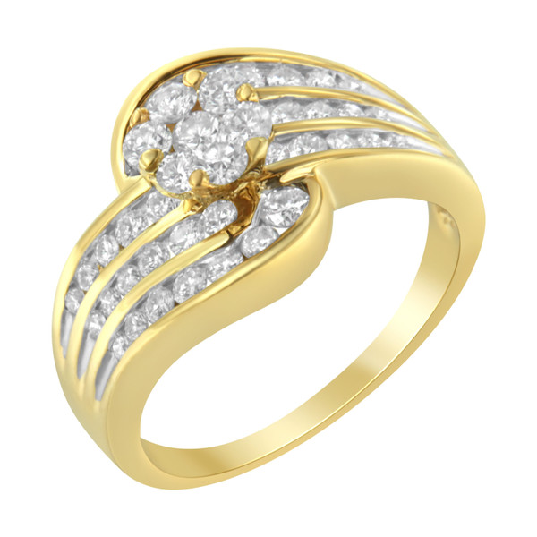 14K Yellow Gold Diamond Cocktail Bypass Ring (1 1/2 Cttw, H-I Color, SI2-I1 Clarity) - Size 8-1/2 N162-015632R850