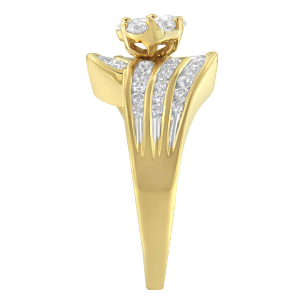 14K Yellow Gold Diamond Cocktail Bypass Ring (1 1/2 Cttw, H-I Color, SI2-I1 Clarity) - Size 9-1/2 N162-015633R950