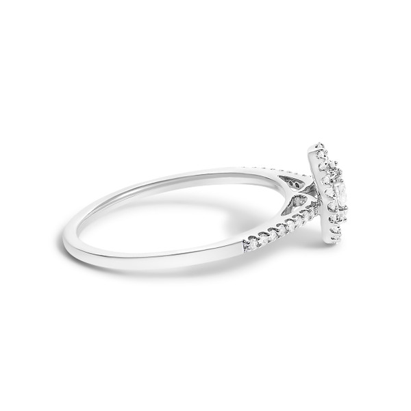 14K White Gold 1/5 Cttw Diamond Oval Shape With Halo Engagement Ring (H-I Color, I1-I2 Clarity) - S N162-022657R700