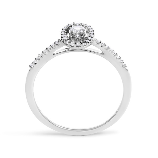 14K White Gold 1/5 Cttw Diamond Oval Shape With Halo Engagement Ring (H-I Color, I1-I2 Clarity) - S N162-022657R700