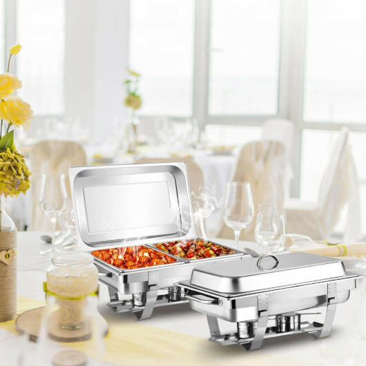 2 Packs Stainless Steel Full-Size Chafing Dish B593-KC71038