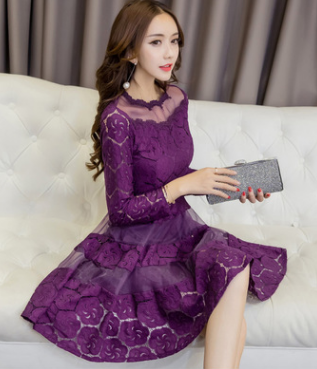2021 spring autumn women's new Korean long sleeve dress, women Shahe lace bottoming skirt skirt tide Q119-CJNSSYLY00802