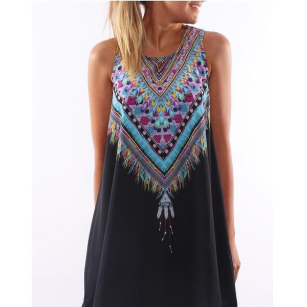 Digital printing a word short skirt round neck loose sleeveless dress Q119-CJNSSYLY01844