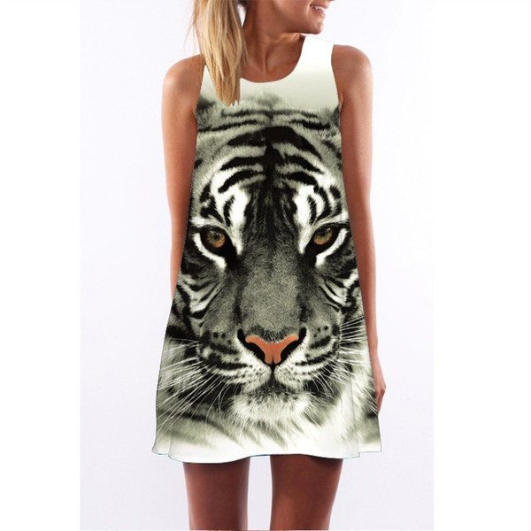 Digital printing a word short skirt round neck loose sleeveless dress Q119-CJNSSYLY01844