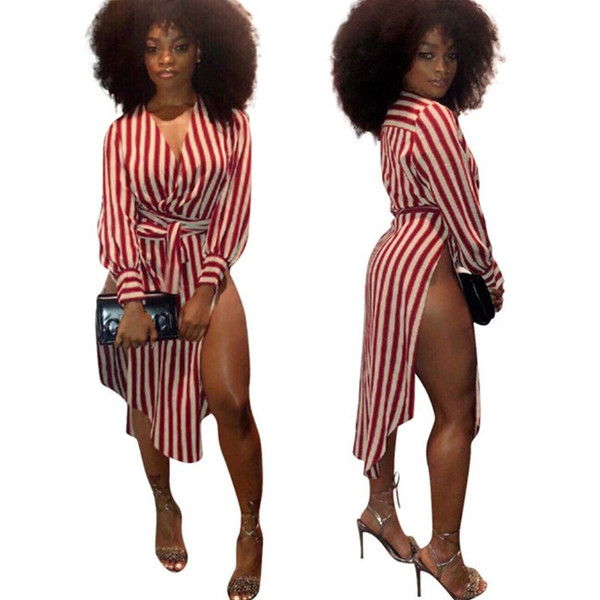 Red Striped Casual Midi Dresses Q119-CJNSSYLY00820