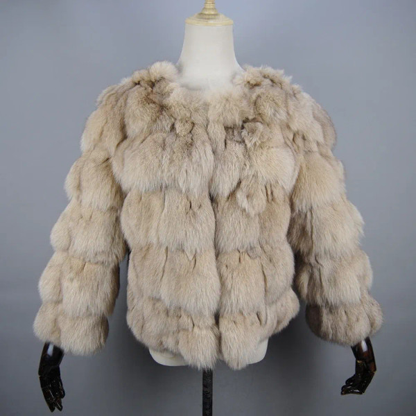 Color: Beige, Size: XXXL - 2025 New Style Real Fur Coat 100% Natural Fur Jacket Female Winter Warm  F640-12000034266142812