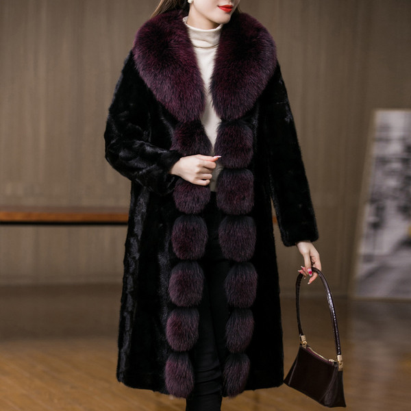 New Fox Fur Collar Mink Women's Coat Q119-CJYM1607633