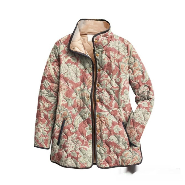 Color: 8 F107 models, Size: L - Women's Fashion Tuck Cotton Digital Printing Coat Q119-CJJK254706809IR