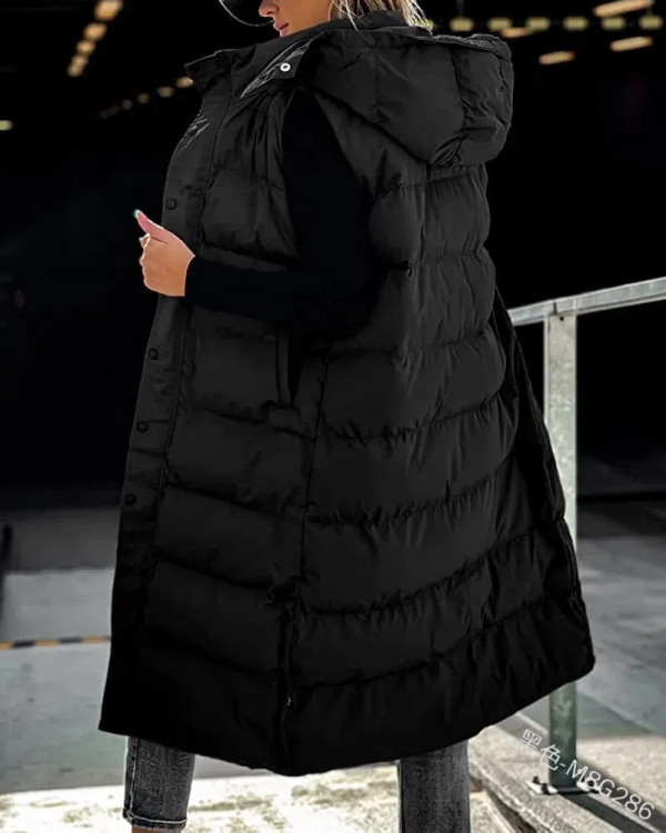 Color: WHITE, Size: XXL - Hooded Zipper Jacket Women Oversize Waistcoat Winter Outerwear Hooded Par F640-12000031409290508