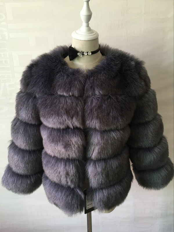 Color: Dark grey, Size: M - New faux furry slim mink jacket short faux fur fur coat female Q119-CJNSWTYM00058-Dark grey-M