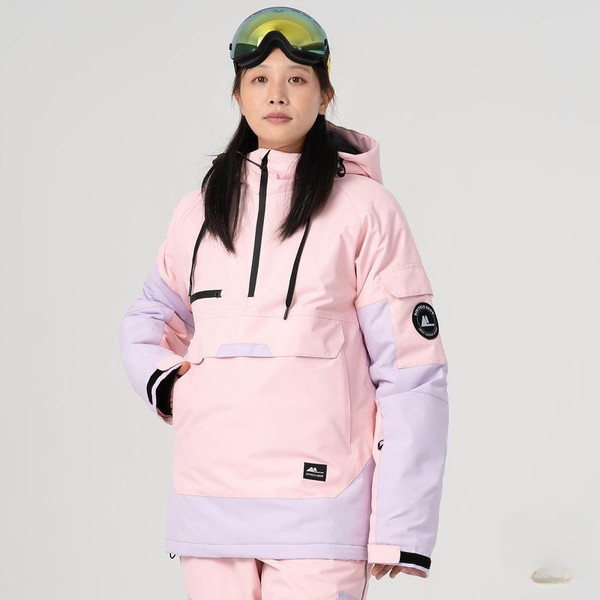 Contrast Color Windproof Water Breathable Couple Ski Hoodie Q119-CJYD2569718