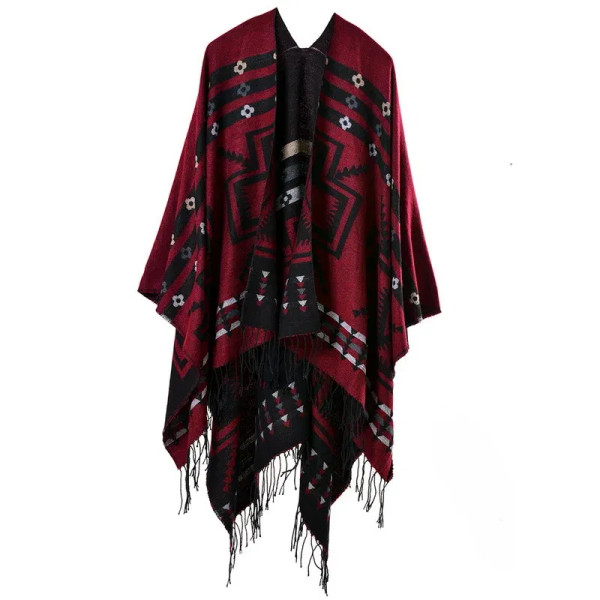 Color: SKY BLUE, Size: One Size - European American Popular Tassel Thickened Cashmere Like National F640-12000028439532170