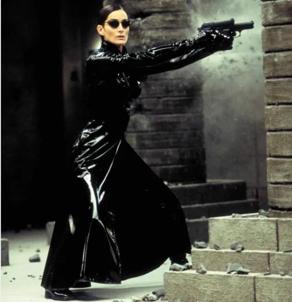 Color: black, Size: XL - Unisex Black Shiny PVC Faux Leather Long Coat Matrix Neo Men Women Gothic  F640-12000035094911061