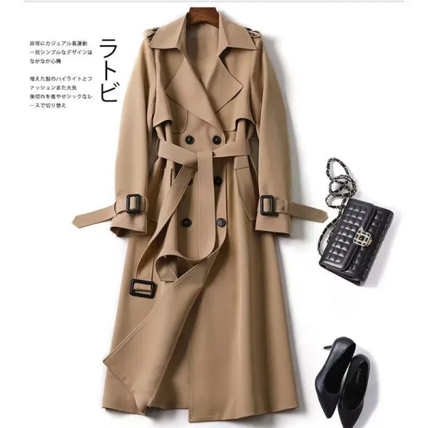 Color: black, Size: XL - Autumn Winter Long Sleeve Trench Coat For Women 2024 Fashion Loose Office  F640-12000040873021525