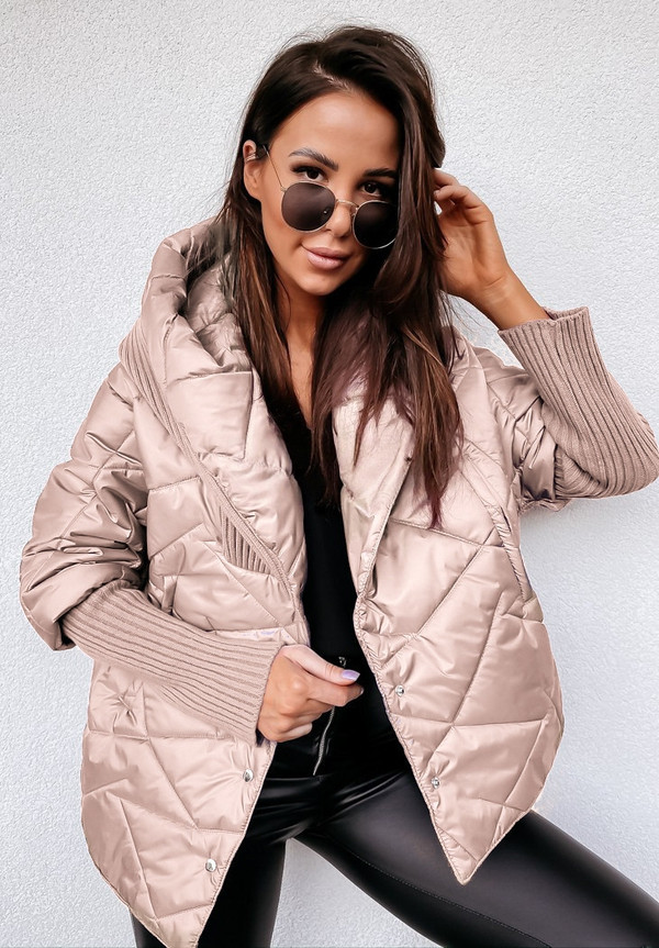 Color: Khaki, Size: XXL - Women's Large Lapel Cotton-padded Coat Fashionable Jacket Q119-CJJK244417029CX