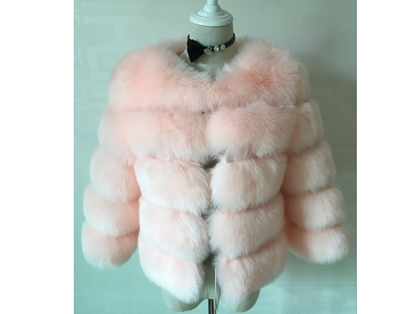 Color: Pink, Size: S - New faux furry slim mink jacket short faux fur fur coat female Q119-CJNSWTYM00058-Pink-S
