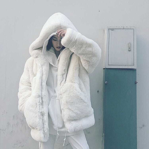 Furry Coat Women's Imitation Fur Loose Young Winter Hoodie Q119-CJYD2172970