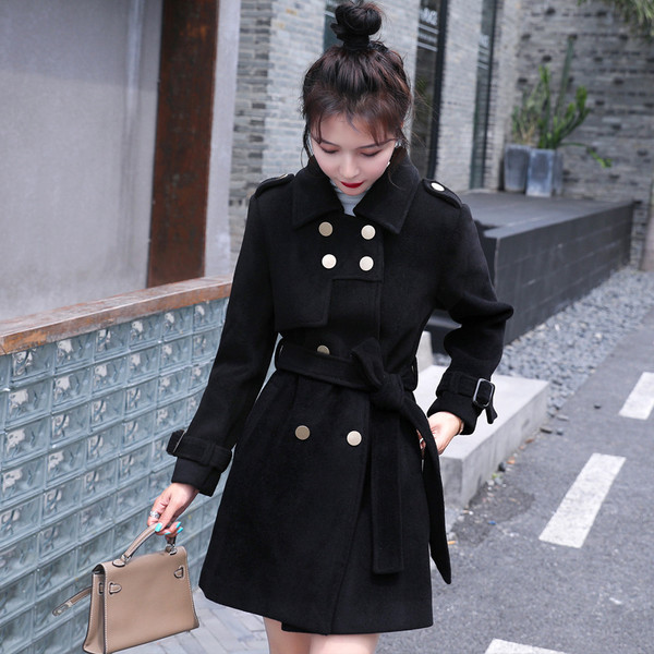 Color: Black, Size: XL - Autumn And Winter Clothes Small Slim Slim Mid-Length Fashionable Woolen Co Q119-CJYM107771204DW