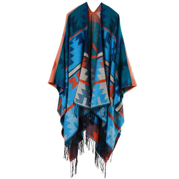 Color: camel, Size: One Size - European American Popular Tassel Thickened Cashmere Like National St F640-12000028439532179