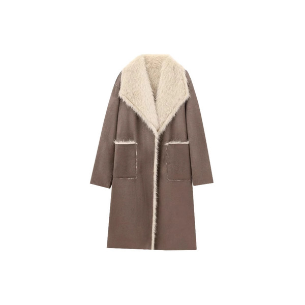 Women's Fashion Pocket Decoration Long Turn-down Collar Coat Q119-CJYD2196599