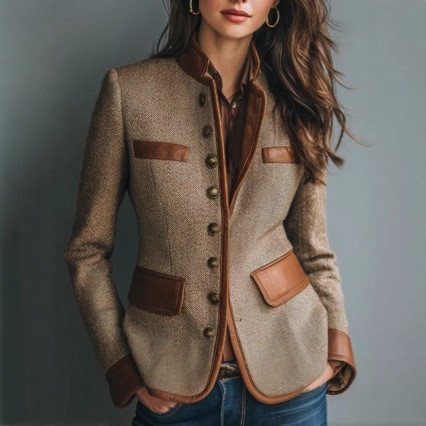 Women's Vintage Notched Lapel Wool Coat Q119-CJYD2586265