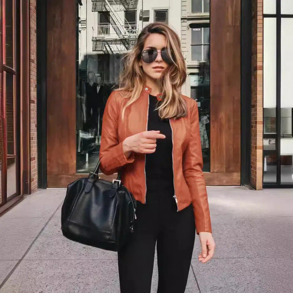 Color: Gold, Size: XXL - Womens Spring Full Long Sleeve Jacket Coat Autumn Leather Blazer Winter Zi F640-12000042770972278