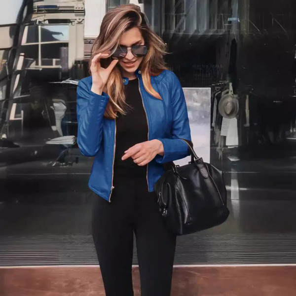 Color: Gold, Size: XXL - Womens Spring Full Long Sleeve Jacket Coat Autumn Leather Blazer Winter Zi F640-12000042770972278