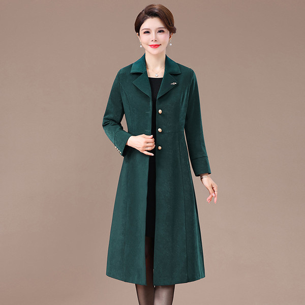 Color: Dark Green, Size: 3XL - Women's Casual Solid Color Trench Coat Q119-CJYD202048021UF