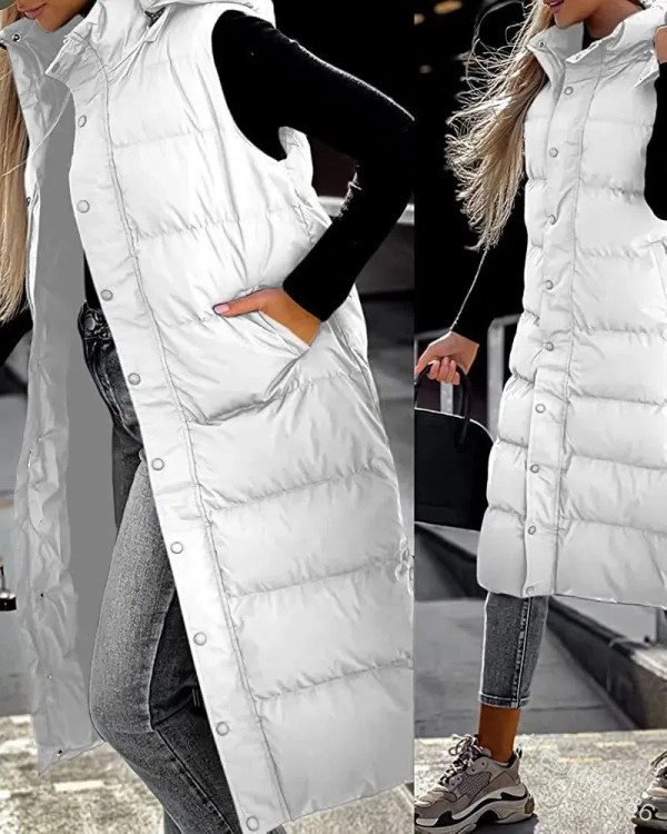Color: Orange, Size: L - Hooded Zipper Jacket Women Oversize Waistcoat Winter Outerwear Hooded Park F640-12000031409290498