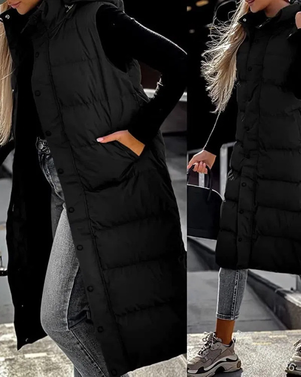 Color: Orange, Size: L - Hooded Zipper Jacket Women Oversize Waistcoat Winter Outerwear Hooded Park F640-12000031409290498