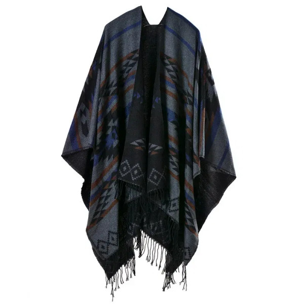 Color: Mint, Size: One Size - European American Popular Tassel Thickened Cashmere Like National Sty F640-12000028439532174