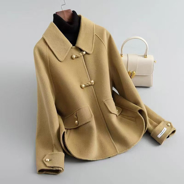 Color: Camel, Size: XL - Women's Loose Large Size Autumn And Winter Thickening Double-sided Woolen  Q119-CJQB256724102BY