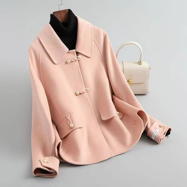 Color: Pink, Size: 3XL - Women's Loose Large Size Autumn And Winter Thickening Double-sided Woolen  Q119-CJQB256724134HS