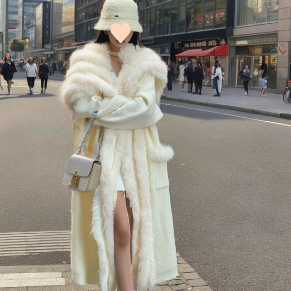 Color: White, Size: M - Idle Style Large Lapel Sweater Coat Long Elegant Knitted Cardigan Q119-CJMY215179202BY