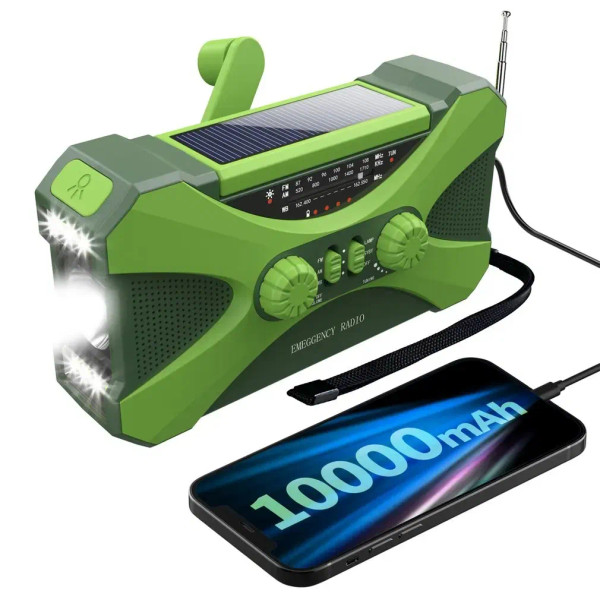 Color: black, Ships From: CHINA - New! 10000mAh Emergency Radio Portable AM FM WB NOAA Solar Hand C F640-12000044615745667