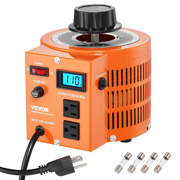 2000VA Auto Variable Voltage Transformer, 15.3 Amp, 110V Input 0-130V Output AC Voltage Regulator,  E415-KBBYQYJPS200I604KV1