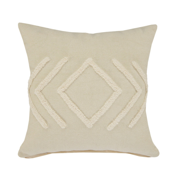 20" X 20" Birch And White 100% Cotton Geometric Zippered Pillow N270-516970