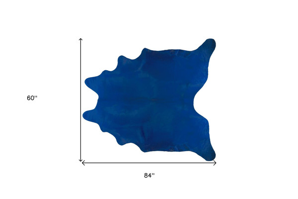 5' X 7' Cobalt Cowhide Hand Knotted Area Rug N270-544300