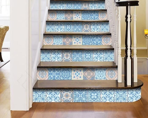 7" X 7" Ocean Blue Mosaic Peel And Stick Removable Tiles N270-390806