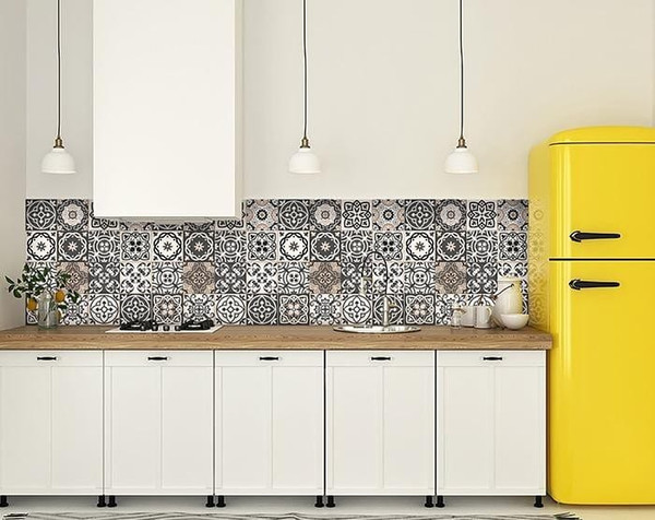 7" X 7" Charcoal And White Mosaic Peel And Stick Removable Tiles N270-390786