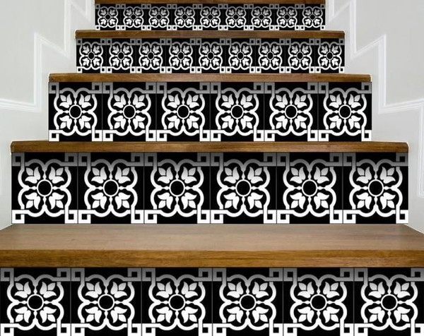 5" X 5" Black and White Stark Peel and Stick Removable Tiles N270-399866