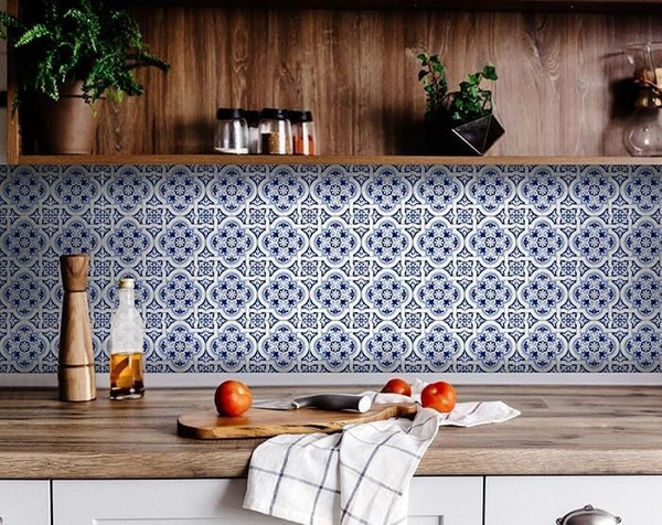 5" X 5" Blue Mia Peel And Stick Removable Tiles N270-400131