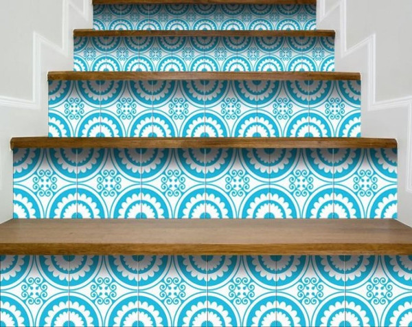 5" X 5" Aqua Gerber Removable Peel and Stick Tiles N270-400386