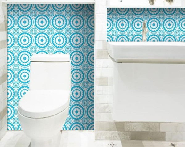 5" X 5" Aqua Gerber Removable Peel and Stick Tiles N270-400386