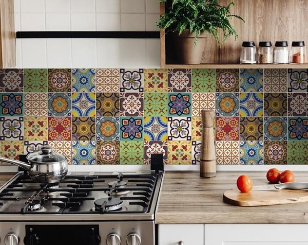 7" X 7" Auguri Geo Peel and Stick Removable  Tiles N270-400028