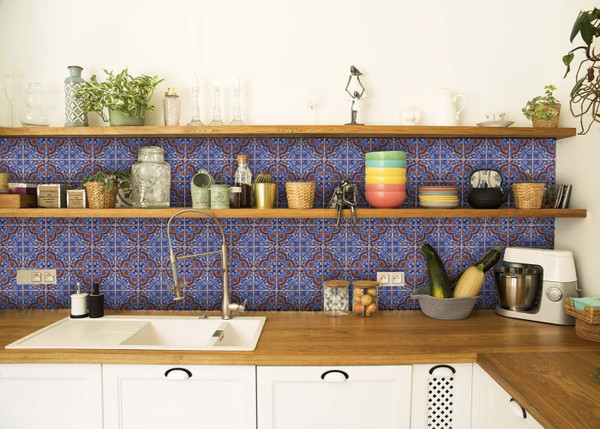 6" X 6" Blue Rust Zio Removable Peel and Stick Tiles N270-400242