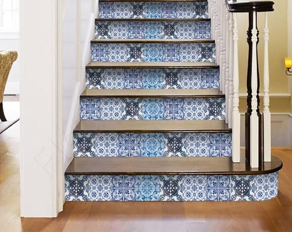 6" X 6" Mediterranean Blues Mosaic Peel and Stick Tiles N270-400032