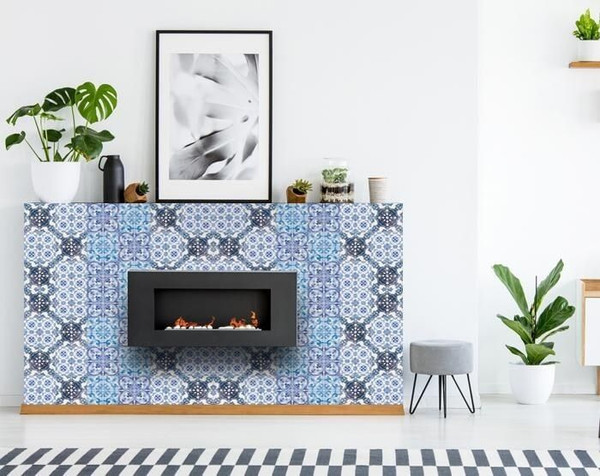 6" X 6" Mediterranean Blues Mosaic Peel and Stick Tiles N270-400032