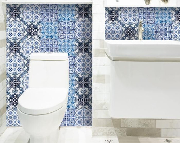 6" X 6" Mediterranean Blues Mosaic Peel and Stick Tiles N270-400032
